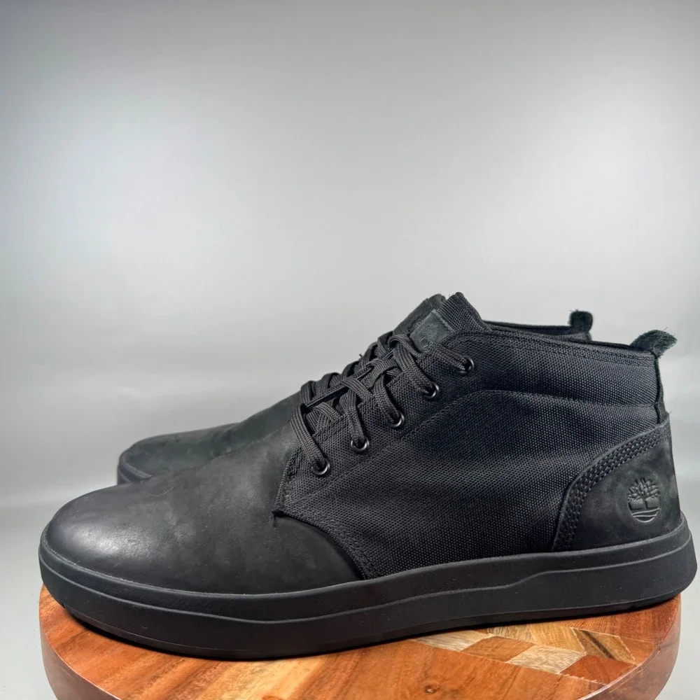 Timberland Davis Square Chukka Mens Black Leather Textile Boots A1T16 Size 13